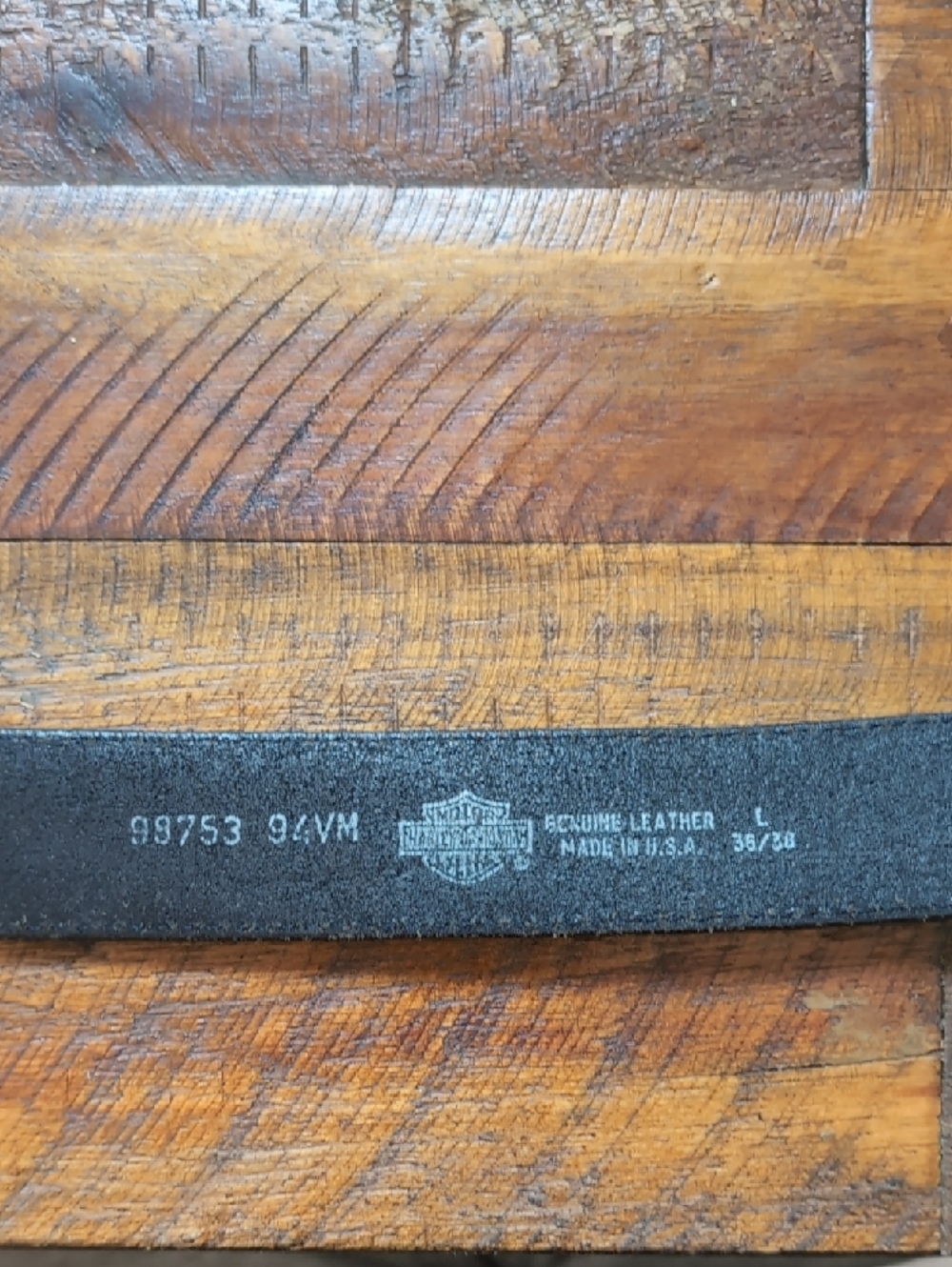 Harley-Davidson Black Leather Belt with Silver Chrome Logo Buckle - Picture 9 of 13